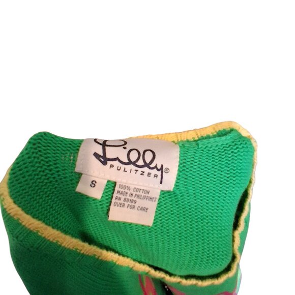 Lilly Pulitzer vintage sweater womens Small cotton green argyle preppy - Picture 6 of 6